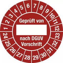 Prüfplakette Geprüft...DGUV Vorschrift, 2024-2033, Folie, Ø 25 mm, 10 Stück/Bogen