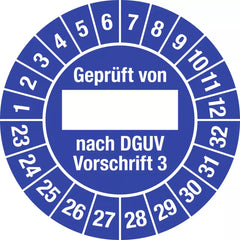 Prüfplakette Geprüft...DGUV Vorschrift 3, 2023-2032, Folie, Ø 25 mm, 10 St./Bo.