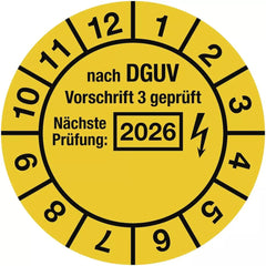 Prüfplakette nach DGUV,Nächste Prüfung, 2026, Folie, Ø 30 mm, 10 Stück/Bogen