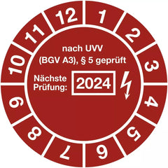 Prüfplakette Nächste Prüfung: 2024, Folie, Ø 30 mm, 10 Stück/Bogen