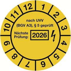 Prüfplakette Nächste Prüfung: 2026, Folie, Ø 30 mm, 10 Stück/Bogen