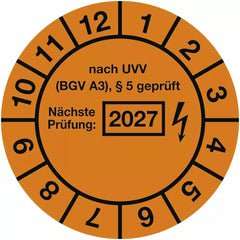 Prüfplakette Nächste Prüfung: 2027, Folie, Ø 30 mm, 10 Stück/Bogen