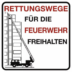 Rettungswege für die Feuerwehr freihalten, Alu, 500x500 mm