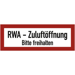 RWA-Zuluftöffnung Bitte freihalten, Folie, 297x105 mm