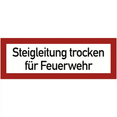 Steigleitung trocken für Feuerwehr, Folie, 210x74 mm