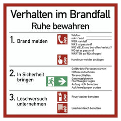 Verhalten im Brandfall ISO 7010, Folie, transparent, 180x180 mm