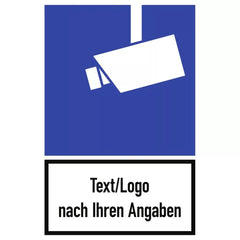 Video-Infozeichen mit Text und/oder Logo nach Ihren Angaben, Alu, 180x270 mm