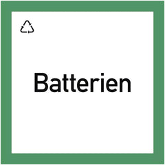 Wertstoffkennzeichnung Batterien, Folie, 300x300 mm