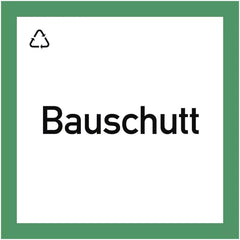 Wertstoffkennzeichnung Bauschutt, Kunststoff, 300x300 mm