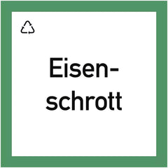 Wertstoffkennzeichnung Eisenschrott, Folie, 300x300 mm