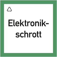 Wertstoffkennzeichnung Elektronikschrott, Folie, 300x300 mm