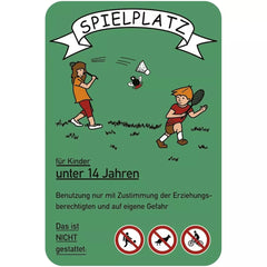 Spielplatz für Kinder unter 14 Jahren..., grün, Alu, 400x600 mm