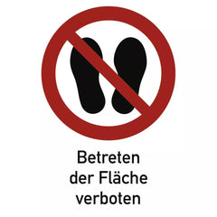 Betreten der Fläche verboten ISO 7010, Kombischild, Folie, 131x185 mm