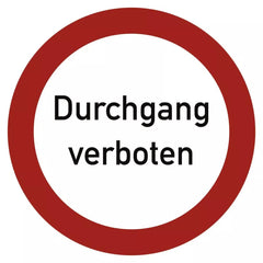 Durchgang verboten, Textschild, Alu, Ø 200 mm