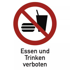 Essen und Trinken verboten ISO 7010, Kombischild, Folie, 131x185 mm