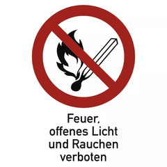 Feuer, offenes Licht und Rauchen verboten, Kombischild, Alu, 131x185 mm