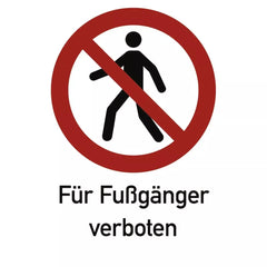 Für Fußgänger verboten ISO 7010, Kombischild, Alu, 210x297 mm