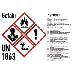 Gefahrstoffkennzeichnung Kerosin nach GHS, Folie, 105x74 mm, Idx 2019