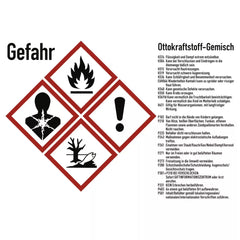 Gefahrstoffkennzeichnung Ottokraftstoff Gemisch, GHS, Folie, 105x74 mm, Idx 2019