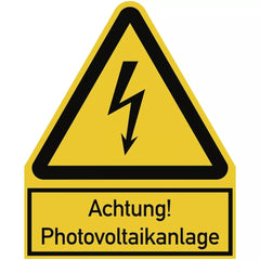 Achtung! Photovoltaikanlage ISO 7010, Kombischild, Folie, 200x244 mm