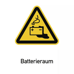 Batterieraum ISO 7010, Kombischild, Folie, 131x185 mm