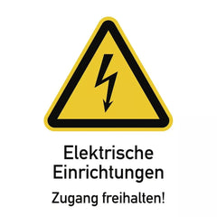 Elektrische Einrichtungen Zugang freihalten!, Kombischild, Folie, 131x185 mm