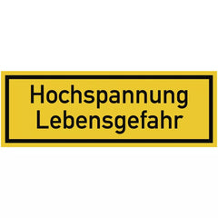 Hochspannung Lebensgefahr, Textschild, Folie, 210x74 mm