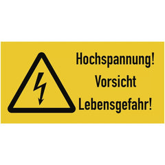 Hochspannung! Vorsicht Lebensgefahr!, Kombischild, Folie, 105x52 mm