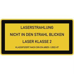 LASER KLASSE 2 DIN 60825-1, Textschild, Folie, 105x52 mm