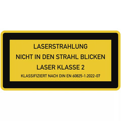 LASER KLASSE 2 DIN 60825-1, Textschild, Folie, 52x26 mm, 10 Stück/Bogen