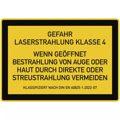 LASER KLASSE 4 DIN 60825-1, Textschild f. Zugangsklappen, Folie, 200x140 mm