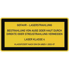 LASER KLASSE 4 DIN 60825-1, Textschild, Folie, 105x52 mm