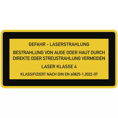 LASER KLASSE 4 DIN 60825-1, Textschild, Folie, 52x26 mm, 10 Stück/Bogen