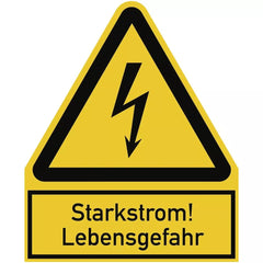 Starkstrom! Lebensgefahr, Kombischild, Folie, 100x122 mm