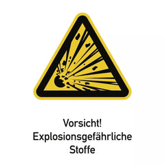 Vorsicht! Explosionsgefährliche Stoffe ISO 7010, Kombischild, Alu, 262x371 mm