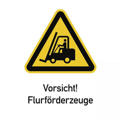 Vorsicht! Flurförderzeuge ISO 7010, Kombischild, Alu, 262x371 mm