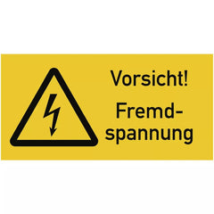 Vorsicht! Fremdspannung, Kombischild, Folie, 105x52 mm