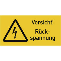 Vorsicht! Rückspannung, Kombischild, Folie, 105x52 mm