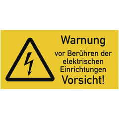 Warnung vor Berühren der elektrischen Einrichtungen, Kombischild, Folie, 105x52 mm