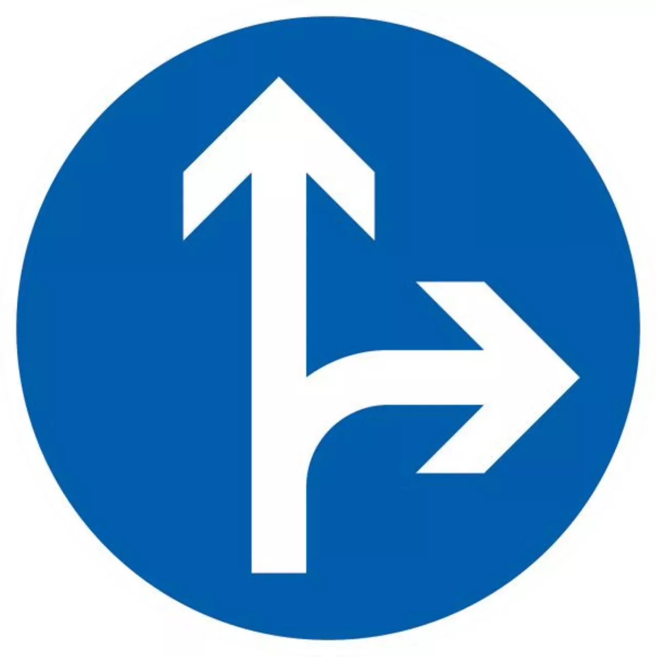 Verkehrszeichen 214 Vorgeschriebene Fahrtrichtung  geradeaus oder rechts - RD 600 2 mm RA2