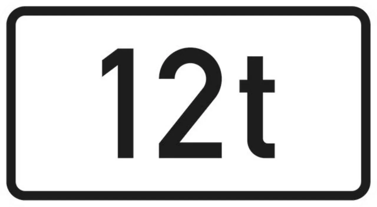 Zusatzzeichen 1000-1099 VZ1053-37 Massenangaben - 12 t - 231x420 2 mm RA1 Bild 2 von 4 für Verkehrszeichen