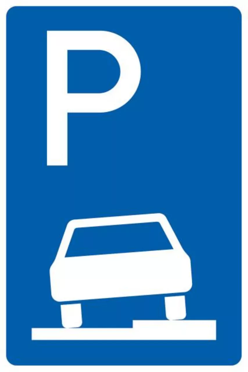 Verkehrszeichen 315-55 Parken auf Gehwegen halb in Fahrtrichtung rechts - 630x420 2 mm RA2