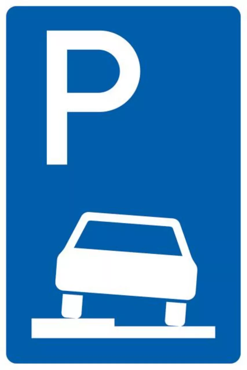 Verkehrszeichen 315-50 Parken auf Gehwegen halb in Fahrtrichtung links - 630x420 2 mm RA2