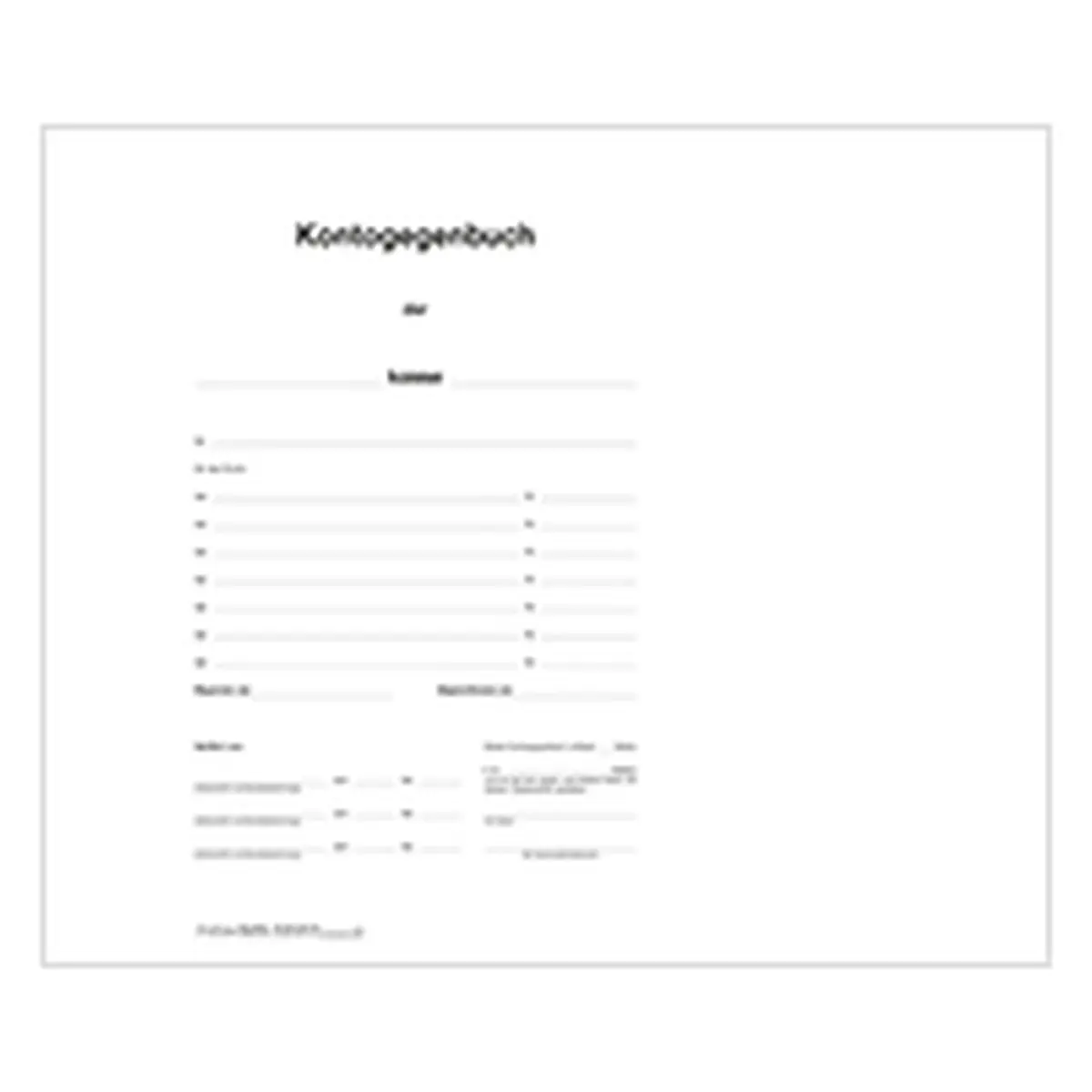 Kontogegenbuch 6-spaltig - Titelbogen, Sonderformat 4-seitig, 10 Stück