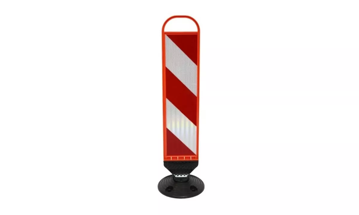 Flexible Schraffenbake Stand-Up, Br.150 x H.700 mm, beide Seiten rechtsweisend, mit rundem Standfuß für Bodenverankerung
