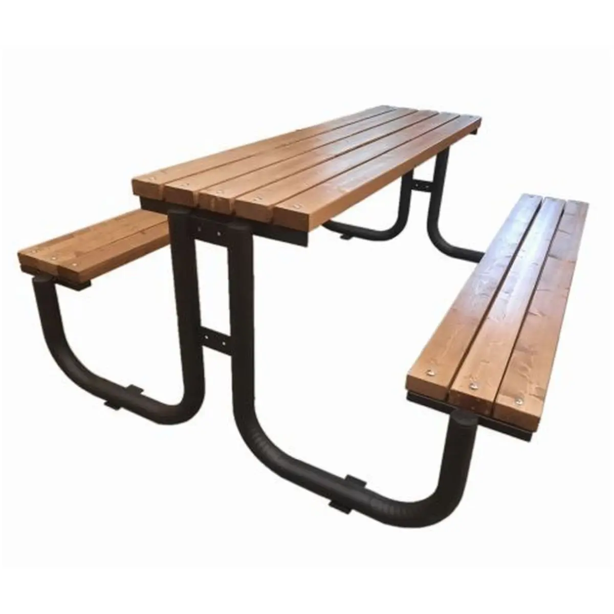 Picknicktisch Primario 200 cm, teak, Gestell schwarz RAL 9005