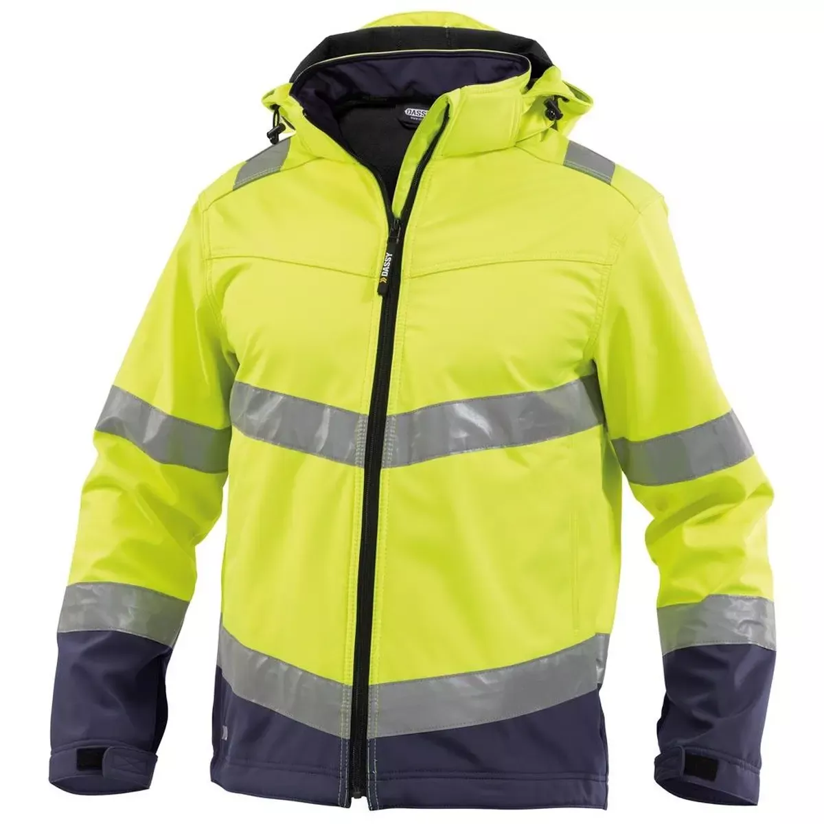 Warnschutz-Softshell-Jacke Malaga, Farbe neongelb/dunkelblau, Gr. 2XL