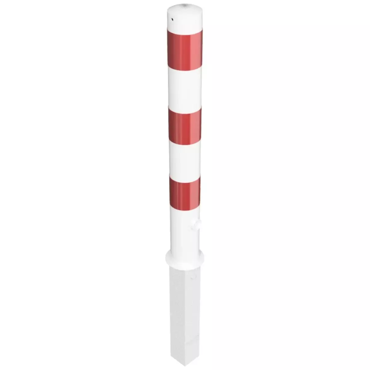 Absperrpfosten Stahlrohr Ø 102 x 2,5 mm ohne Öse, herausnehmbar mit Dreikantverschluss, weiß-rot (inkl. Bodenhülse)
