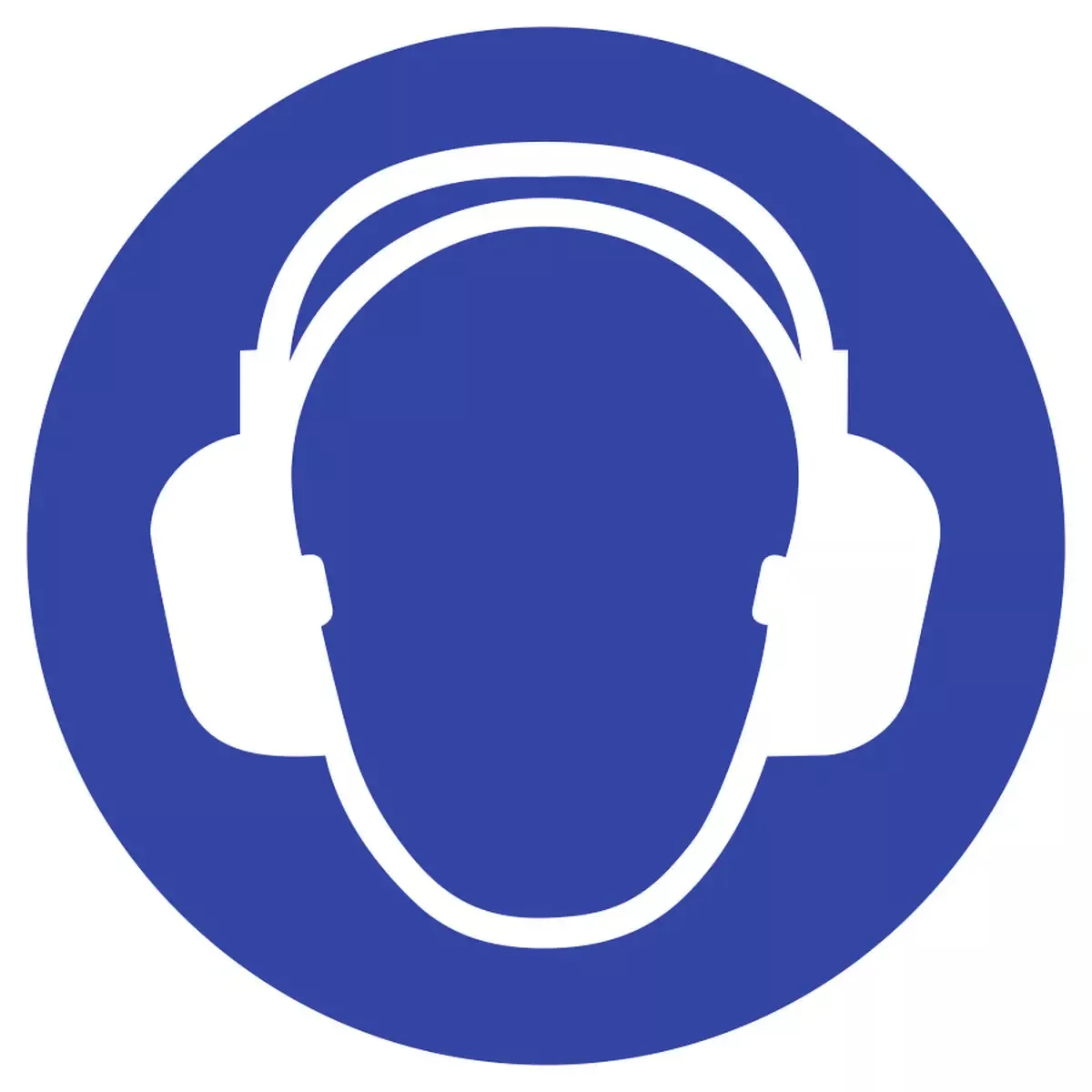 Gebotszeichen Gehörschutz benutzen ISO 7010, Folie, Ø 100 mm für Warnen und hinweisen
