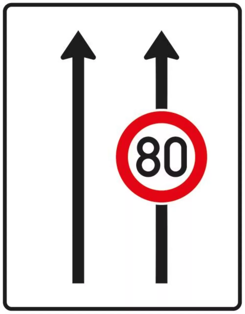 Verkehrszeichen 523-30 Fahrstreifentafel - ohne Gegenverkehr mit integriertem Zeichen 274 - zweistreifig in Fahrtrichtung; neues Zeichen - 1600x1250 Alform RA2